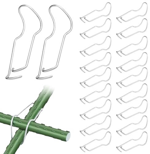 Plant Trellis Connecting Buckles for Bamboo Canes, 20Pcs Metal Trellis Connecting Buckles for Climbing Plants (Tomato, Cucumber, Eggplant, Vine, Vegetable Supports,16mm)