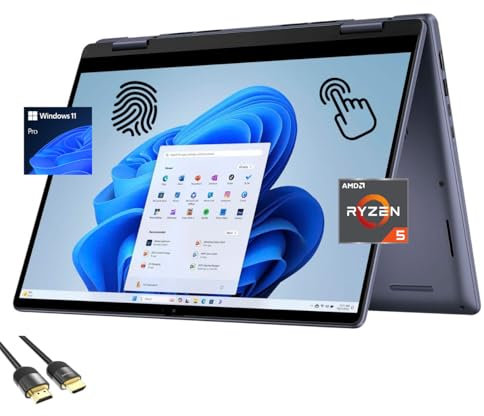 Dell Inspiron 14 2-in-1 Laptop, 14 FHD+ TouchScreen Display, AMD Ryzen 5-8640HS, 32GB DDR5, 1TB PCIe SSD, Backlit KB, FP Reader, SD Card Reader, WiFi 6E, USB-C, US Version KB, PDG HDMI, Win 11 Pro