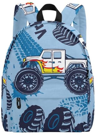 ISAOA Rucksack für Kinder, Motiv: Monster-Truck, Autos, Schulrucksack, Kindergarten, Büchertasche, Schuhlasche, Reiserucksack für Jungen und Mädchen, #06, Einheitsgröße