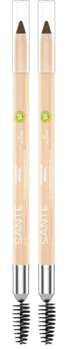 Sante Naturkosmetik Eyebrow Pencil 02 Brown, Zum Ausfüllen der Augenbrauen, Mit Brauenbürstchen, Natural Make-up, Vegan, 1, 14g (Packung mit 2)