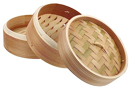COLLBATH 2nivel Vaporera De Madera Cesta De Vapor Para Cocinar Al Vapor Dumplings Cestas De Para Cocina Segura y Hecha Mano Para Olla De