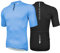 Wulibike Herren-Fahrradtrikot Kurzarm, Rennradtrikot mit halbem Reißverschluss und Taschen, Fahrradbekleidung atmungsaktiv und schnell trocknend 2er-Pack Schwarz+Blau L