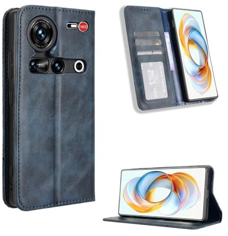 COMAKU Funda con Tapa Nubia Z70 Ultra 5G, Carcasa Movil Libro Antigolpes con Ranura para Tarjeta - Azul