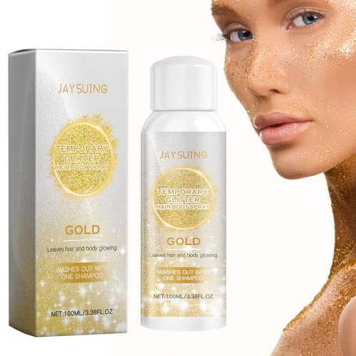 Glitzer Spray,100 ml Glitzerspray Haare und Körper,Glitzerhaarspray,Glitzerspray Kleidung,Glitzer Haarspray,Glitter Body Spray,für Haar Gesicht Körper,Weihnachten,Halloween