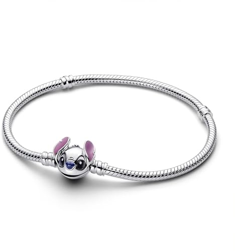 PANDORA Disney Stitch Schlangen-Gliederarmband aus Sterling-Silber, aus der Disney Kollektion, Länge: 17 cm, 593738C01-17