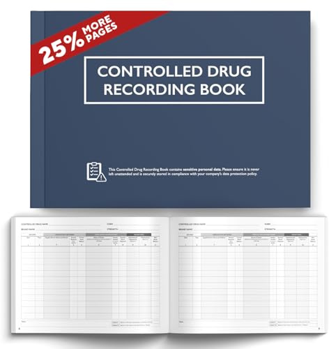 Controlled Drug Recording Book Paperback - CQC, GDPR & HSE Compliant Controlled Medication Book for Care Homes, Clinics & First Aiders - 125 Page Medical Log for Medication Returns & Drug Records