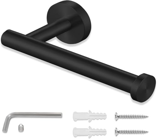 REMMUSSS Toilettenpapierhalter, Schwarz Klopapierhalter, WC Rollenhalter Klopapierhalter, SUS304 Edelstahl WC Papier Halterung für Badezimmer Toilette Küche, Rostfrei - Mattschwarz