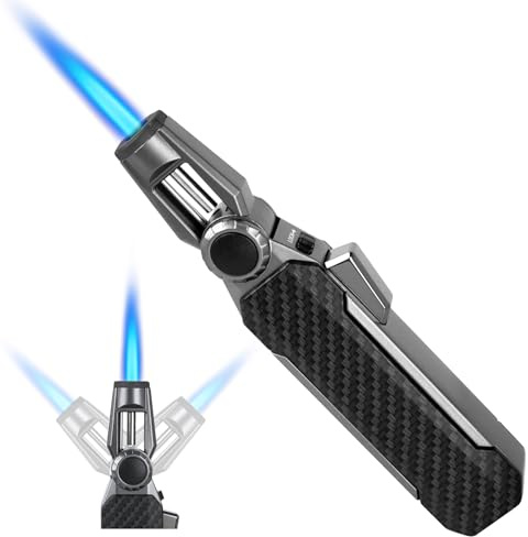 Ultraray Jet Feuerzeug 7-Winkel, Gasfeuerzeug Nachfüllbar, Sturmfeuerzeug Jetflame, Sturm Feuerzeug, Jet Flame Lighter, Feuerzeuge Jetflamme für Kamin, Küche, Kerzen, Grills, Lagerfeuer (Ohne Gas)