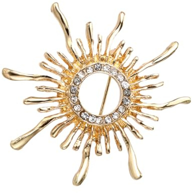 FRCOLOR Broche Soleil Élégante Alliage Rétro Doré Épingle Corsage Décorative Chic pour Femmes Accessoire Mode Polyvalent pour Robes Sacs et Écharpes