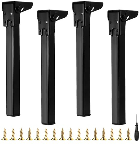4PCS Pieds De Bureau En Métal, 50CM Pieds De Table Pliants Pieds De Support De Meubles De Remplacement Pliables Pieds De Meubles Avec Protections De Sol Pour Lit Pieds De Table Meubles Canapés