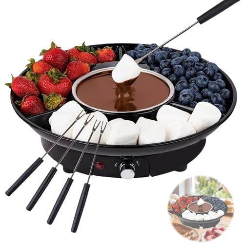 Zephviora Appareil à Fondue au Chocolat électrique 25 W 280ML, Fondue Chocolat avec 2 Contrôle de Température : Faire Fondre et Maintenir au Chaud, 5 Fourchettes, pour Fêtes et Réunions de Famille