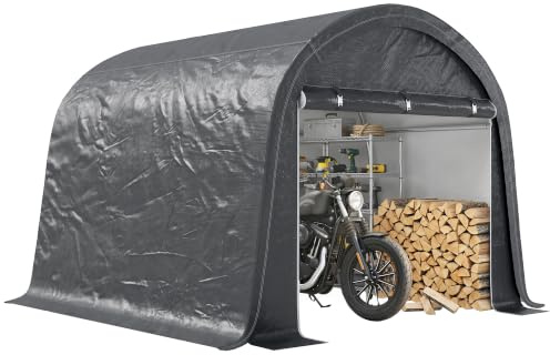 Outsunny 3x3m Garage Moto per Esterno Copertura Rinforzata Grigio | Tenda Garage, Impermeabile, 2 Ingressi a Zip, Acciaio Zincato, per Biciclette e Attrezzi