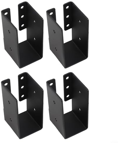 CWOQOCW 4 Stück schwarze Balken-Aufhänger für 2 x 4 Holz, Q235 Eisenbalkenverbinder für Pavillon, Dach, Zaun, Handlauf, robuste Holzstrukturverstärkung für den Außenbereich