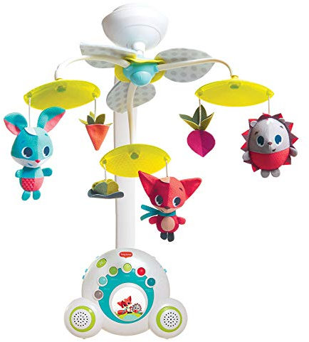 Tiny Love Soothe 'n Groove Mobile, 2-in- Musik Mobile Baby elektrisch, 0+ Monate, in ein Mobile Babybett für unterwegs verwandelbar, visuelle Stimulation, 18 Melodien, 40 Minuten Musik, Meadows Days