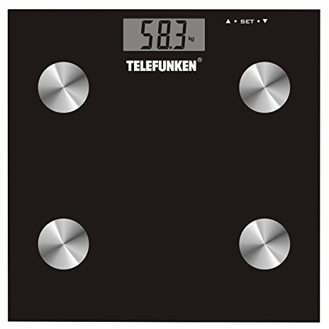 Telefunken M02564 Pesapersone, Vetro, Nero, 28x28x3 cm