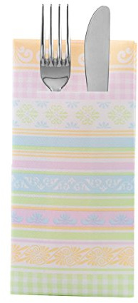 Sovie HOME Besteckserviette JULE in PASTELL, Linclass® Airlaid, 40 x 40 cm, 1/8 Falz, 12 Stück, verspieltes Ornamentdesign, Ideal für Geburtstage, Sommerfeste, Brunch, Kaffeetafel