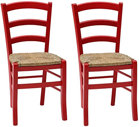 KONTE.DESIGN Set di 2 sedie CENISIA in legno, Rosso, 42 x 43x 88 cm