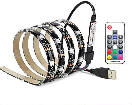USB Led Streifen,SMD5050 60LEDs 1 Meter .28ft RGB Flexibler LED Streifen,fernbedienung inkl, LED Streifen Licht für Deko,Farbwechsel und Wasserdicht IP65 Led Leiste,TV Hintergrundbeleuchtung,Hotel
