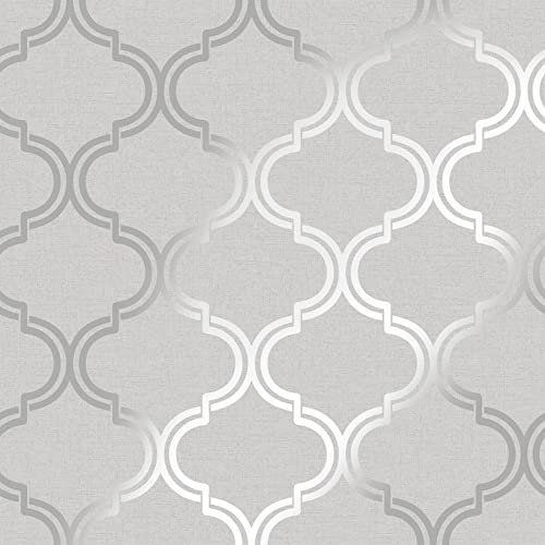 Holden Decor, Glistening Geo Grey Silver Wallpaper, 12750