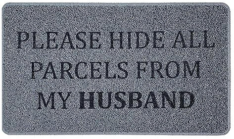 Nicoman Funny Novelty Door Mat Gift Doormat 'Please HIDE All Parcels From My Husband' (75x45cm/29.5x17.7inches)