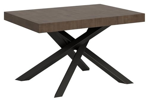 Itamoby, Ausziehtisch Volantis 130->234 cm, Tischplatte Nussbaum und Gestell anthrazit L.130 T.90 H.77 (ausziehbar auf L.234 mit zwei Verlängerungen)
