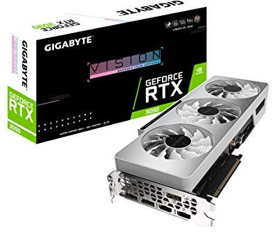 Gigabyte GeForce RTX 3090 Vision OC 24G Grafikkarte, 3X WINDFORCE Lüfter, 24GB 384-bit GDDR6X, GV-N3090VISION OC-24GD Grafikkarte