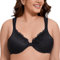 MELENECA Front Fastening Bras for Women Plus Size Underwire Unlined Lace Cup Cushion Strap Black 40DD