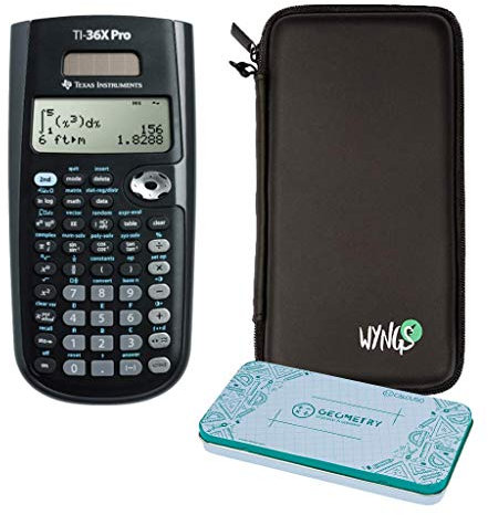 TI 36 X Pro technisch-wissenschaftlicher Taschenrechner + WYNGS Schutztasche + Premium Geometrie-Set + Erweiterte Garantie von CALCUSO