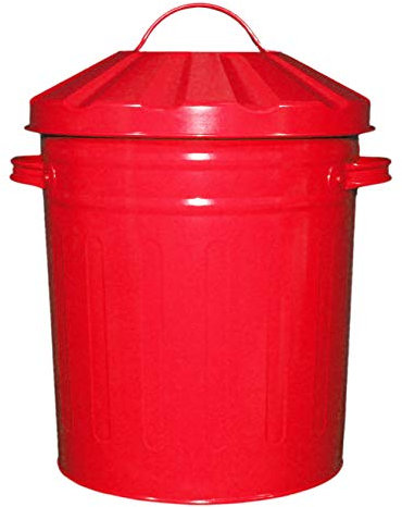 Muddy Hands 15 Litre Small Metal Bin with Lid Recycling Rubbish Waste Paper Dustbin (Red)