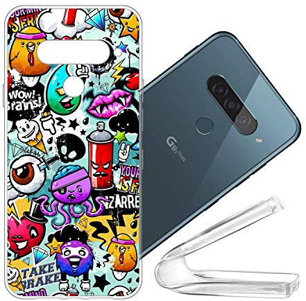 vingarshern Silikonhülle LG G8S ThinQ Schutzhülle Bumper Case,Dünne Flex Weich Fallschutz Stoßfest Handyhülle LG G8S ThinQ Hülle Silikon Schutz Cover Mit Musterdruck(Graffiti Art)