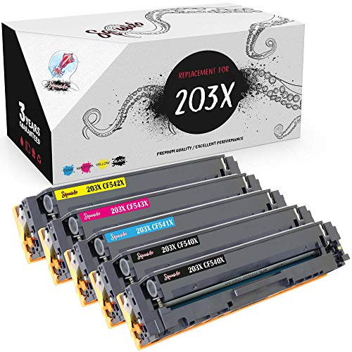 Squuido 5 Tonerkartuschen 203X kompatibel mit HP Color Laserjet Pro MFP M281fdw M254dw M254nw MFP M280nw MFP M281fdn | Hohe Reichweite 3200/2500 Seiten