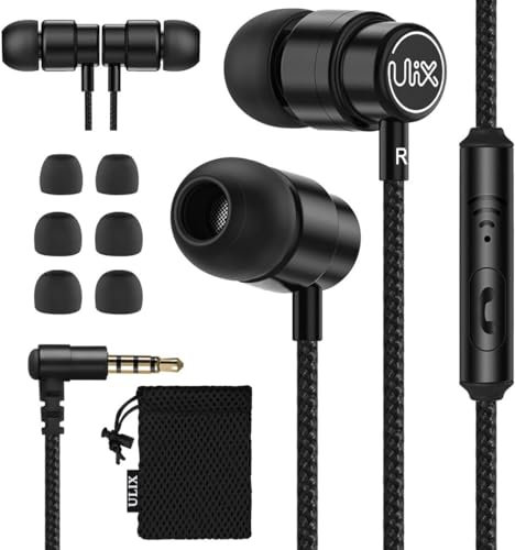 UliX Rider Auriculares In Ear con Cable y Microfono, Garantía de 5 años, Cable Reforzado, Graves, 48 Ω, Cascos para iPhone, iPad, Samsung, Mi, Xiaomi, Huawei, Gaming, Deportivos, Ordenador, Portátil