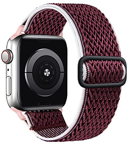 Correa elástica trenzada Solo Loop compatible con Apple Watch Band de 38 mm, 40 mm, 41 mm, 42 mm, 44 mm, 45 mm, 46 mm, 49 mm, nailon elástico ajustable para iWatch Series 10, 9, 8, 7, 6, 5, 4, 3, 2,