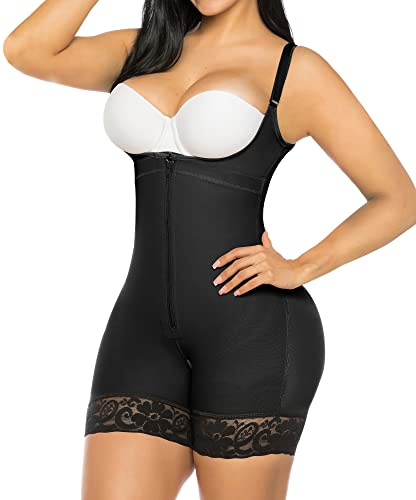 YIANNA Fajas Colombianas Shapewear for Women Postpartum Firm Tummy Control Body Shaper Butt Lifter Strapless Bodysuit Short Black 7212 3XL