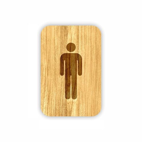 Cartello per bagno - Uomo Donna disabili - 120 x 80 mm - Adesivo per porta wc in legno - placca per toilette incisa - segnale lavandino (uomo)
