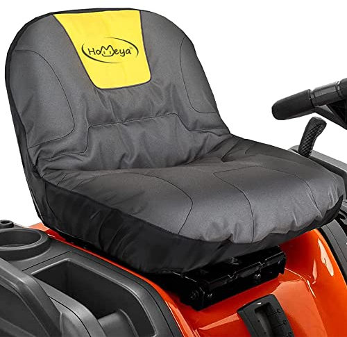 HOMEYA Sitzbezug für Rasenmäher, strapazierfähig, 600D Oxford, wasserdicht, Traktorsitzbezug mit Polsterung und Rückentaschen, für 31,8-36,7 cm hohe Sitze, passend für Husqvarna Cub Cadet Sitz ohne