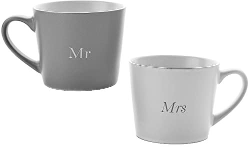 Widdop Grey/White Anniversary Mug Set - Mr and Mrs