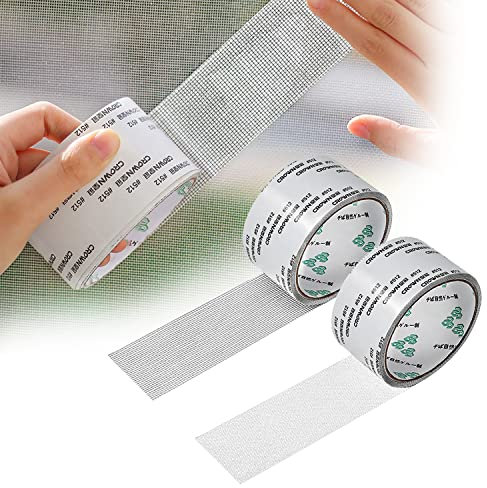 JJWNMLL Kit de réparation d'écran Ruban adhésif de réparation de fenêtre Imperméable en fibre de verre Adhérence forte (blanc + gris) 5cm x 2m