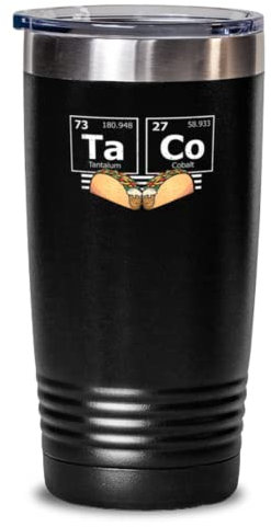 Becher aus Edelstahl, isoliert, lustig, Taco, Periodensystem, Tacos, 590 ml