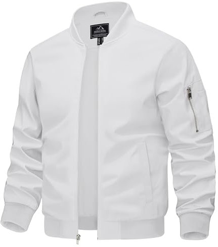 KEFITEVD Giacche da baseball sottili estive da uomo casual bomber cargo giacca a vento militare con tasche multiple, bianco, XL