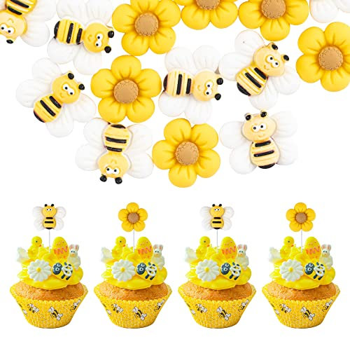 Gyufise Cupcake-Topper mit Hummelmotiv, Motiv: Oh Babee, Cupcake-Picks, Babyparty, Kuchendekorationen für Bienen-Thema, Babyparty, Kindergeburtstag, Party-Dekoration, Zubehör, 24 Stück