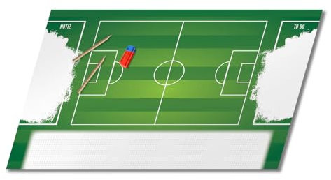 PRIMUS PRINT - Fußball Schreibtischunterlage Papier - DIN A2 Unterlage Schreibtisch - Abreißblock - 80g Dickes Naturpapier - Stabiler Papprücken - 25 Blatt - [ Motiv: Fußball ohne Fußleiste ]