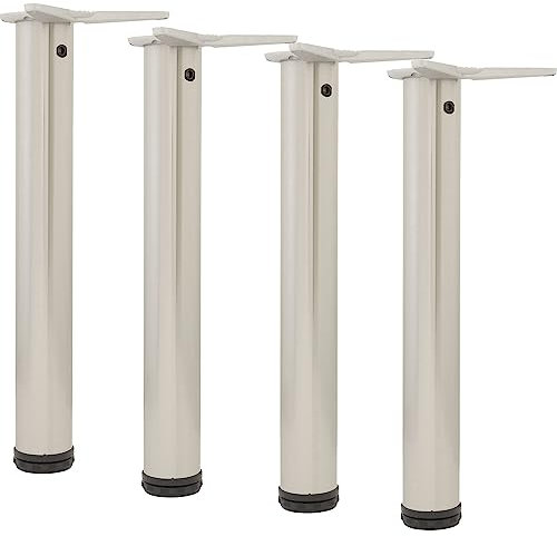 camar Tischfüße verstellbar 1100-1130mm rund, Metall Tischbeine höhenverstellbar, Stahl verchromt 4 Stück