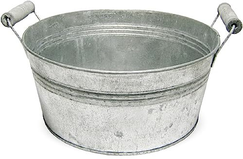 matches21 Rustikale Pflanzschale für draussen Ø 24 cm Silber - Schale Metall mit Zwei Henkeln - Toller Blumentopf Gartendeko für draußen