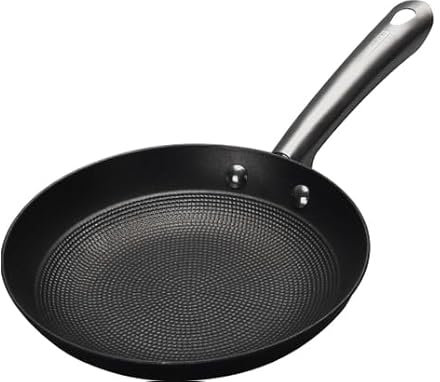 BLACK+DECKER, Poêle de 24 cm, Fonte d'acier, revêtement anti adhérent sans pfoa intérieur nid d'abeille, Poignée en acier rivetet, Tous feux dont induction