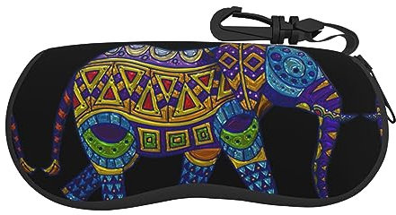 Weiches Brillenetui: leichtes Brillenetui mit Reißverschluss, Sonnenbrillenetui für Herren und Damen, Elefant, Schwarz , One size