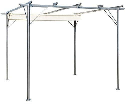 SKM Pergola avec Toit rétractable Blanc crème 3 x 3 m Acier, Weight:46 kg,49325