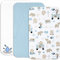 Lovely Hippo 2X Spannbettlaken 80x160 cm 100% Baumwolle + 1X Matratzenschoner 100% wasserdichtem Material - Set 3X - ÖKO-TEX Zertifikat (Safari Blau, 80 x 160 cm)