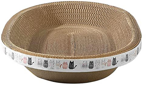 Voihamy Ovaler Katzenkratzer | Katzenkratzer aus Pappe | Katzenkratzbrett | Robuste Kratzmatte für Katzen | Katzen kratzmöbel | Katzenkratzbett aus Pappe zum Schlafen von Hauskatzen