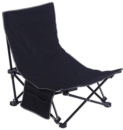 VGEBY Angelstuhl, Multifunktionale, Bequeme Unterstützung, Leichter, Tragbarer, Zusammenklappbarer Strandstuhl für Camping-Angeln (Black)